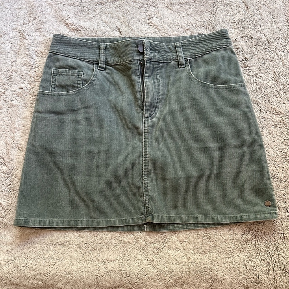 Roxy Olive Green Corduroy Mini Skirt